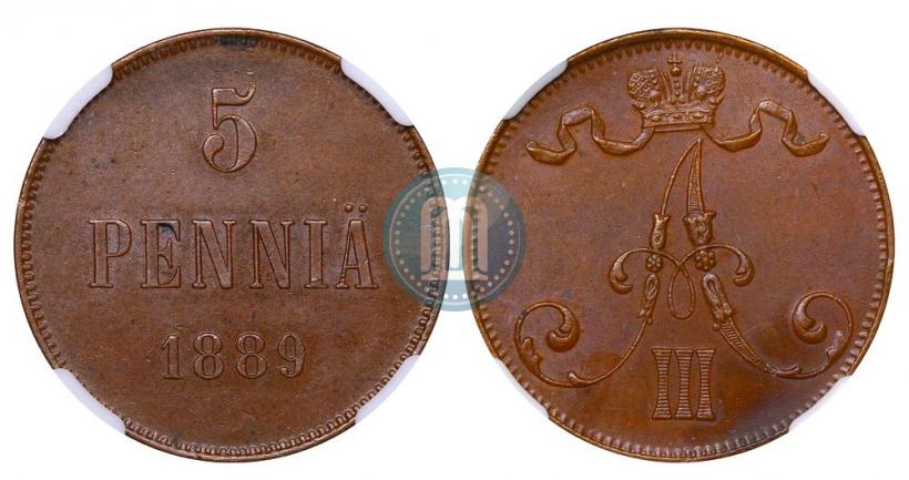 Picture 5 pennia 1889 year  