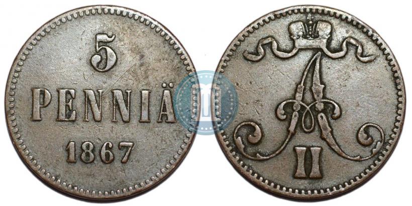 Picture 5 pennia 1867 year  