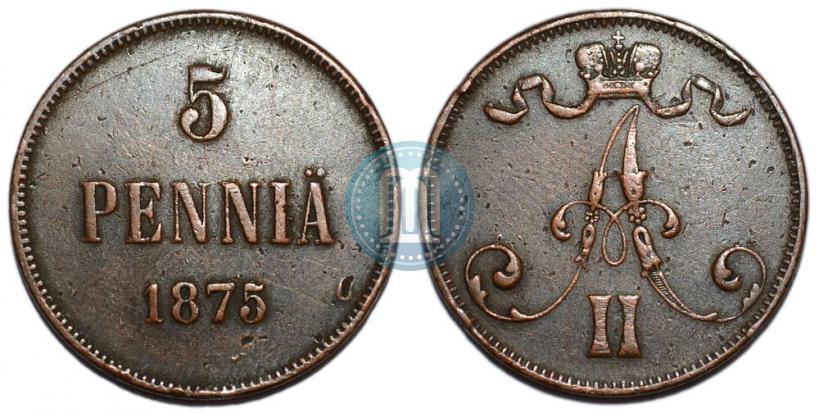 Picture 5 pennia 1875 year  