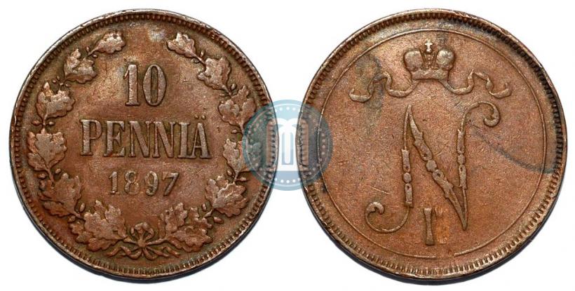 Picture 10 pennia 1897 year  