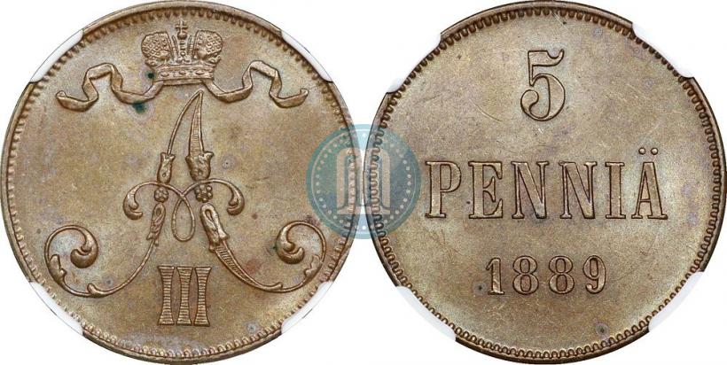 Picture 5 pennia 1889 year  