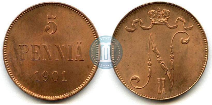 Picture 5 pennia 1901 year  