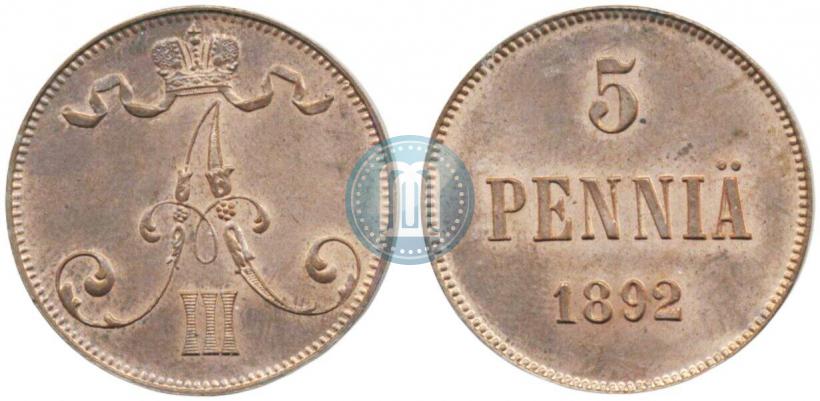 Picture 5 pennia 1892 year  