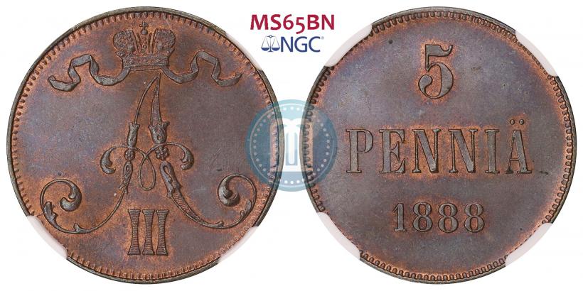 Picture 5 pennia 1888 year  