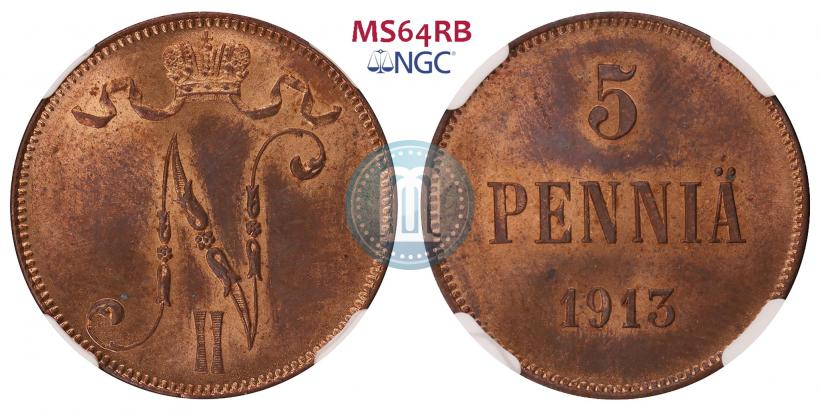 Picture 5 pennia 1913 year  