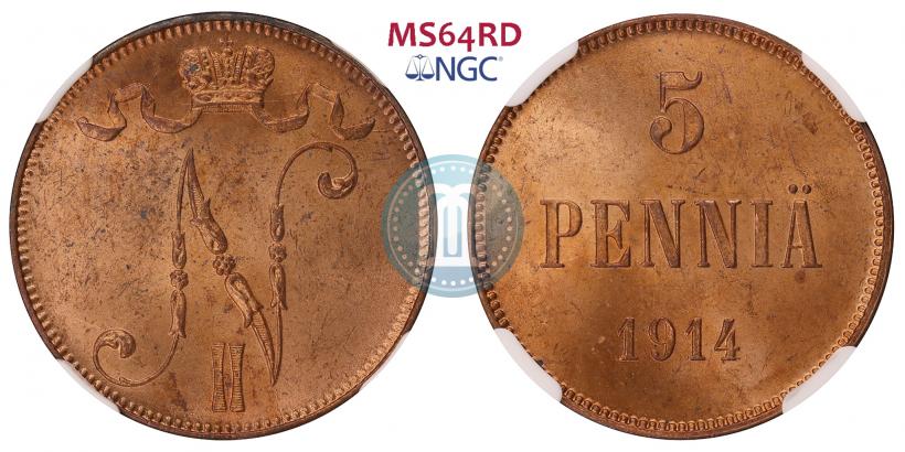 Picture 5 pennia 1914 year  